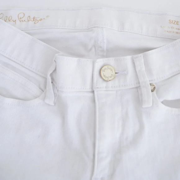 Lilly Pulitzer South Ocean White Skinny Denim Jeans Size 8 - Picture 10 of 13